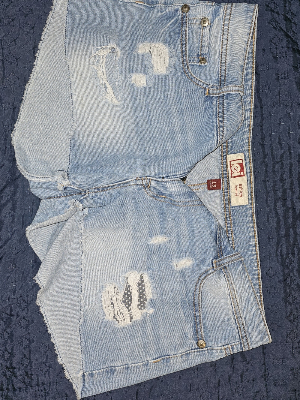 lei Light Blue Distressed Denim Jean Shorts